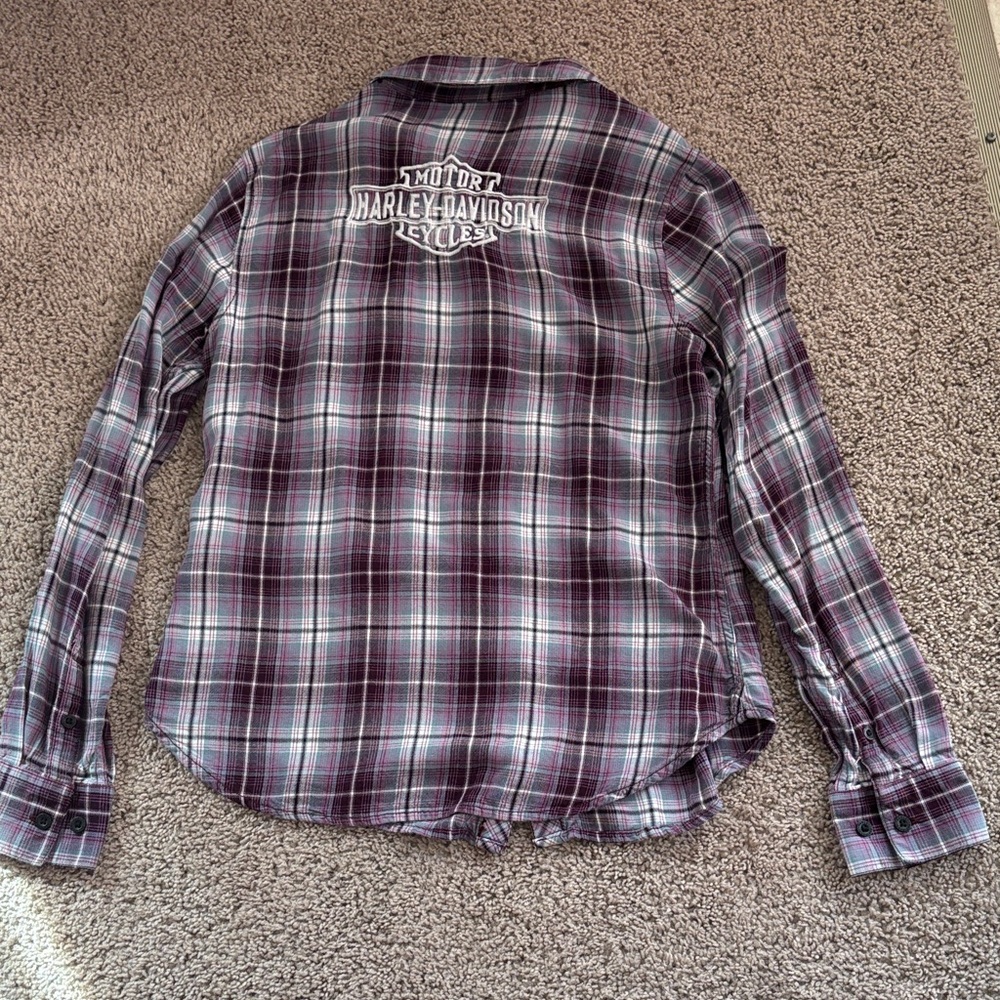 Harley-Davidson Purple Plaid Button-Down Shirt - Picture 4 of 5
